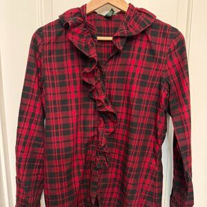 Lauren by Ralph Lauren in Iconic Red & Black Plaid with Ruffle Detail